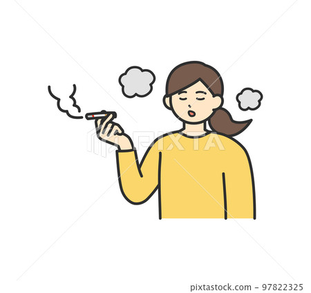 Illustration material of a woman smoking Illustration material of a woman smoking 97822325