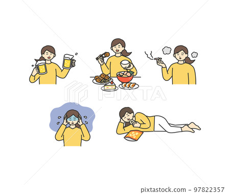 Image illustration material of habits that cause lifestyle habits 97822357