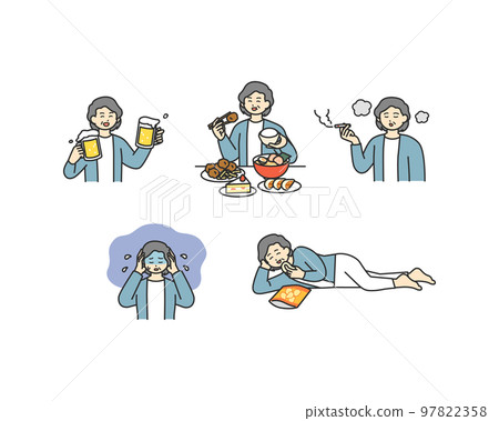 Image illustration material of habits that cause lifestyle habits Image illustration material of habits that cause lifestyle habits 97822358