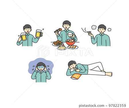 Image illustration material of habits that cause lifestyle habits Image illustration material of habits that cause lifestyle habits 97822359