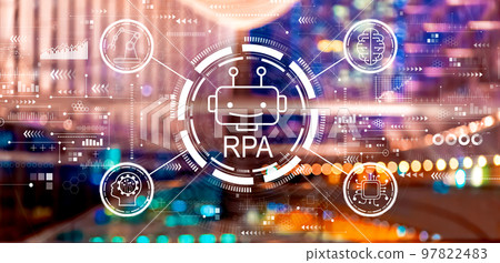 Robotic Process Automation theme with big city at night 97822483