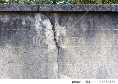 Fence of a house that has become dirty over time and has peeling and cracks Fence of a house that has become dirty over time and has peeling and cracks 97822578