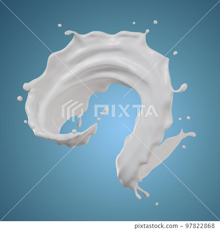 milk isolated splashes spiral. 3D render illustration 97822868