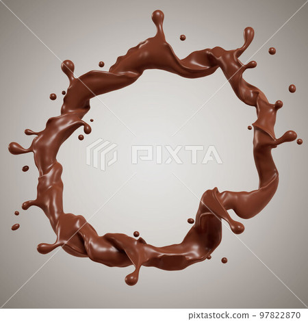 Chocolate isolated splashes waves circle. 3D render illustration Chocolate isolated splashes waves circle. 3D render illustration 97822870