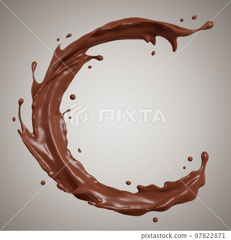Chocolate isolated splashes wave. 3D render illustration Chocolate isolated splashes wave. 3D render illustration 97822871