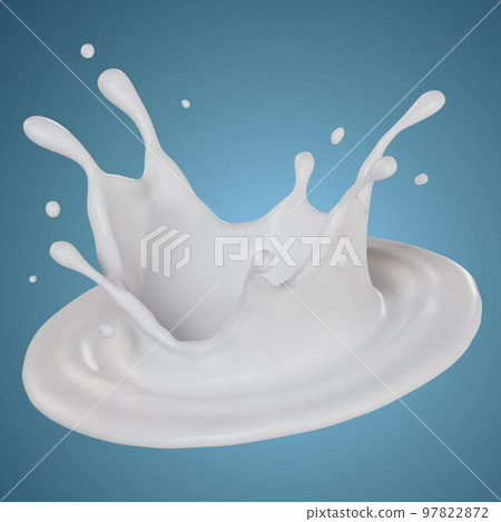 milk pouring down and making splashes. 3D render illustration milk pouring down and making splashes. 3D render illustration 97822872