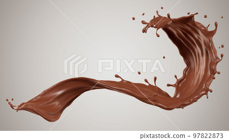 Chocolate isolated splashes wave. 3D render illustration Chocolate isolated splashes wave. 3D render illustration 97822873