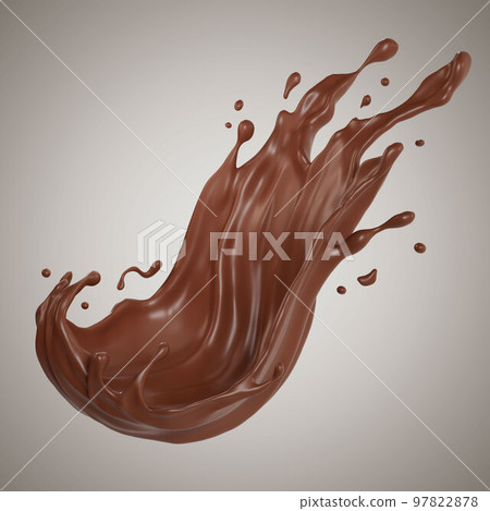 Chocolate isolated splashes. 3D render illustration Chocolate isolated splashes. 3D render illustration 97822878