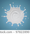 milk splashes isolated. 3D render illustration 97822890
