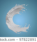 milk isolated splashes wave. 3D render illustration 97822891