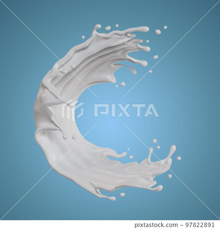 milk isolated splashes wave. 3D render illustration 97822891