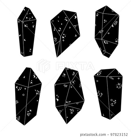 Magic crystal gems. Hand drawn diamonds. Vector illustration Magic crystal gems. Hand drawn diamonds. Vector illustration 97823152