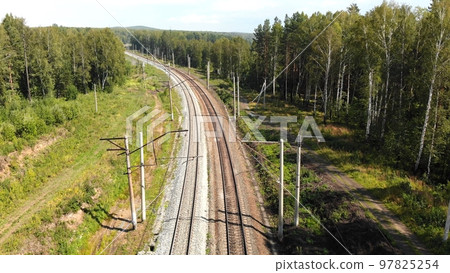 The Trans-Siberian Railway in Russia. Drone view. 97825254
