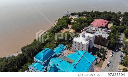 Khabarovsk city on a summer day. Aerial view. 97825304