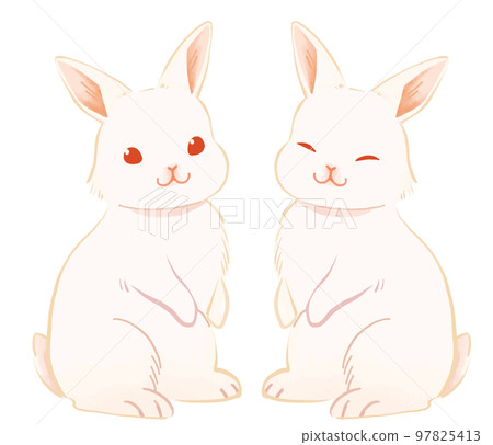 設置一隻兔子笑著站著的插圖 設置一隻兔子笑著站著的插圖 97825413