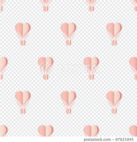 Seamless pattern with heart hot air balloon paper art style. Pattern graphic style. Cut paper effect. Vector illustration Seamless pattern with heart hot air balloon paper art style. Pattern graphic style. Cut paper effect. Vector illustration 97825845