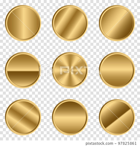 Luxury gold circle button. Gold circle. Realistic metal button. Vector illustration Luxury gold circle button. Gold circle. Realistic metal button. Vector illustration 97825861