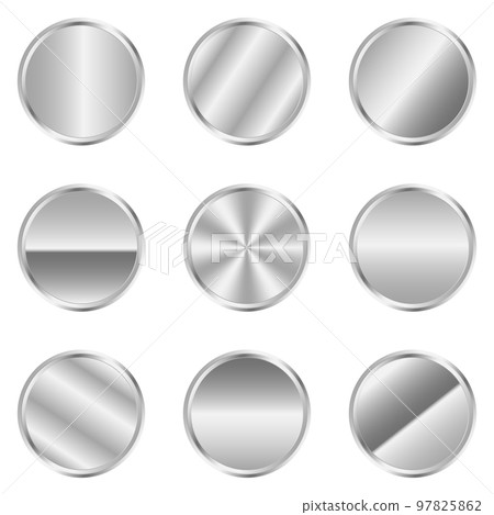 Luxury silver circle button. Silver circle. Realistic metal button. Vector illustration Luxury silver circle button. Silver circle. Realistic metal button. Vector illustration 97825862