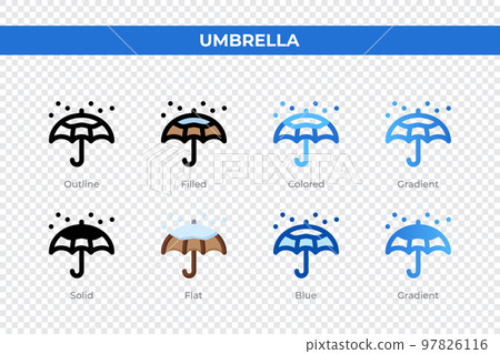 Umbrella icons in different style. Umbrella icons set. Holiday symbol. Different style icons set. Vector illustration Umbrella icons in different style. Umbrella icons set. Holiday symbol. Different style icons set. Vector illustration 97826116