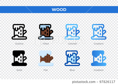 Wood icons in different style. Wood icons set. Holiday symbol. Different style icons set. Vector illustration Wood icons in different style. Wood icons set. Holiday symbol. Different style icons set. Vector illustration 97826117
