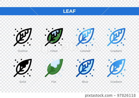 Leaf icons in different style. Leaf icons set. Holiday symbol. Different style icons set. Vector illustration Leaf icons in different style. Leaf icons set. Holiday symbol. Different style icons set. Vector illustration 97826118