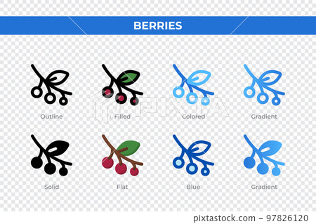 Berries icons in different style. Berries icons set. Holiday symbol. Different style icons set. Vector illustration Berries icons in different style. Berries icons set. Holiday symbol. Different style icons set. Vector illustration 97826120