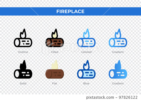 Fireplace icons in different style. Fireplace icons set. Holiday symbol. Different style icons set. Vector illustration Fireplace icons in different style. Fireplace icons set. Holiday symbol. Different style icons set. Vector illustration 97826122