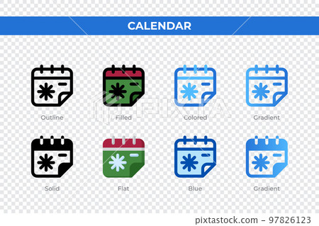 Calendar icons in different style. Calendar... - Stock Illustration  [97826123] - PIXTA