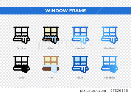 Window frame icons in different style. Window frame icons set. Holiday symbol. Different style icons set. Vector illustration Window frame icons in different style. Window frame icons set. Holiday symbol. Different style icons set. Vector illustration 97826126