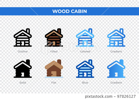 Wood cabin icons in different style. Wood cabin icons set. Holiday symbol. Different style icons set. Vector illustration Wood cabin icons in different style. Wood cabin icons set. Holiday symbol. Different style icons set. Vector illustration 97826127