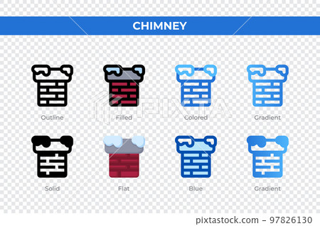 Chimney icons in different style. Chimney icons set. Holiday symbol. Different style icons set. Vector illustration 97826130