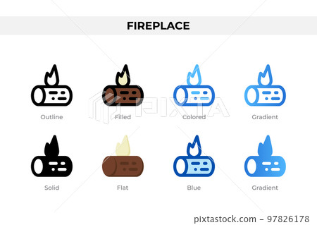 Fireplace icons in different style. Fireplace icons set. Holiday symbol. Different style icons set. Vector illustration Fireplace icons in different style. Fireplace icons set. Holiday symbol. Different style icons set. Vector illustration 97826178