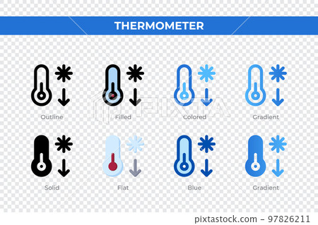 Thermometer icons in different style. Thermometer icons set. Holiday symbol. Different style icons set. Vector illustration Thermometer icons in different style. Thermometer icons set. Holiday symbol. Different style icons set. Vector illustration 97826211