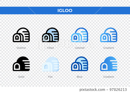 Igloo icons in different style. Igloo icons set. Holiday symbol. Different style icons set. Vector illustration 97826213