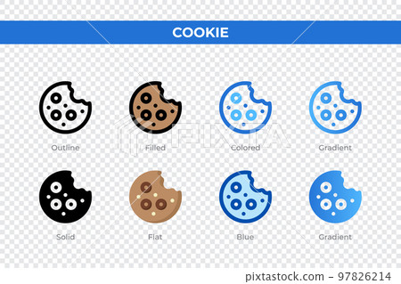 Cookie icons in different style. Cookie icons set. Holiday symbol. Different style icons set. Vector illustration 97826214