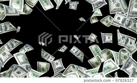 Us dollar bill. Washington American cash. Falling usd money background. 97826327