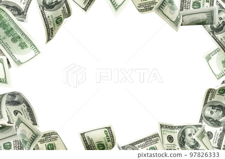 Dollar sign. American money. Cash white background, us bill. Money falling. Dollar sign. American money. Cash white background, us bill. Money falling. 97826333