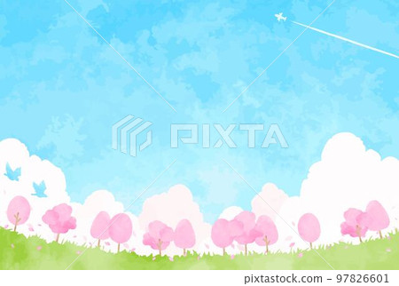 可愛的櫻花樹風景圖 97826601