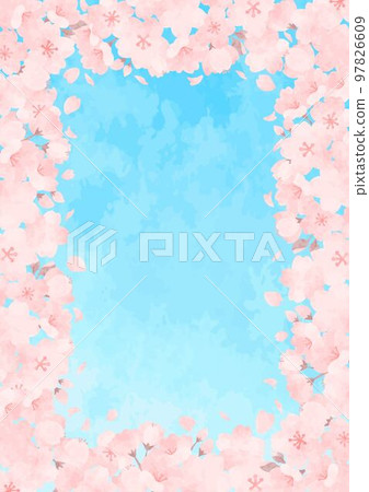 唯美手繪櫻花背景插畫 97826609