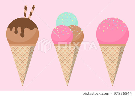 Sweet ice cream. Collection ice cream vector. Funny vector ice cream set. Vector illustration Sweet ice cream. Collection ice cream vector. Funny vector ice cream set. Vector illustration 97826844