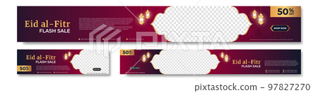 Set of Eid al fitr sale banner template. Suitable for social media post and web internet ads. Vector illustration 97827270