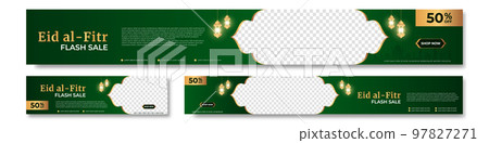 Set of Eid al fitr sale banner template. Suitable for social media post and web internet ads. Vector illustration 97827271