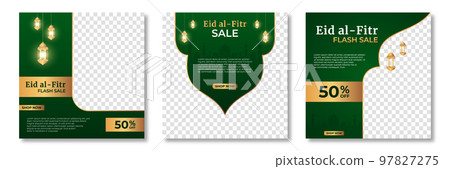 Eid al fitr post template. Social media post template. Eid al fitr sales banner template. Vector illustration 97827275