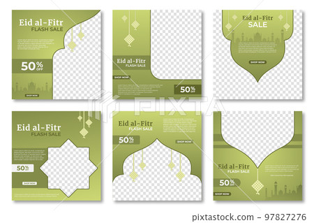 Eid al fitr post template. Social media post template. Eid al fitr sales banner template. Vector illustration 97827276