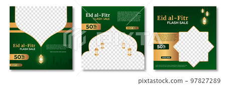 Eid al fitr post template. Social media post template. Eid al fitr sales banner template. Vector illustration 97827289