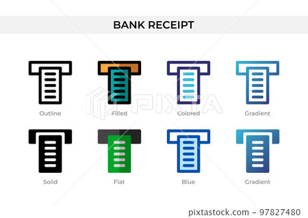 Bank Receipt icon in different style. Bank Receipt vector icons designed in outline, solid, colored, filled, gradient, and flat style. Symbol, logo illustration. Vector illustration Bank Receipt icon in different style. Bank Receipt vector icons designed in outline, solid, colored, filled, gradient, and flat style. Symbol, logo illustration. Vector illustration 97827480