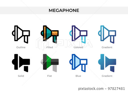Megaphone icon in different style. Megaphone vector icons designed in outline, solid, colored, filled, gradient, and flat style. Symbol, logo illustration. Vector illustration 97827481