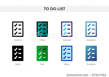 To Do List icon in different style. To Do List vector icons designed in outline, solid, colored, filled, gradient, and flat style. Symbol, logo illustration. Vector illustration 97827482
