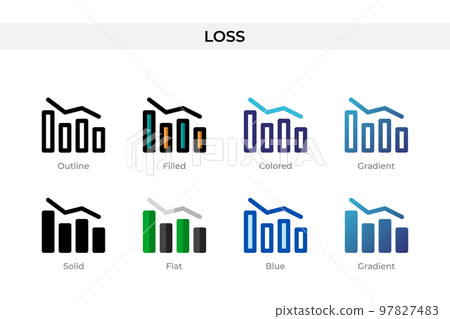 Loss icon in different style. Loss vector icons designed in outline, solid, colored, filled, gradient, and flat style. Symbol, logo illustration. Vector illustration 97827483