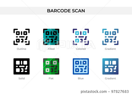 Barcode Scan icon in different style. Barcode Scan vector icons designed in outline, solid, colored, filled, gradient, and flat style. Symbol, logo illustration. Vector illustration 97827683